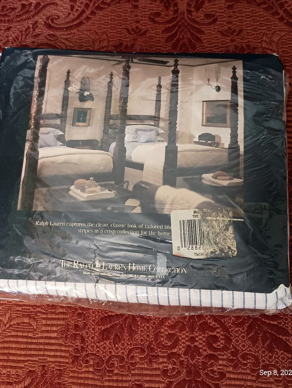 Vintage 90s Ralph Lauren Bradford Blue Set (2) TWIN Flat Fitted Sheets USA New